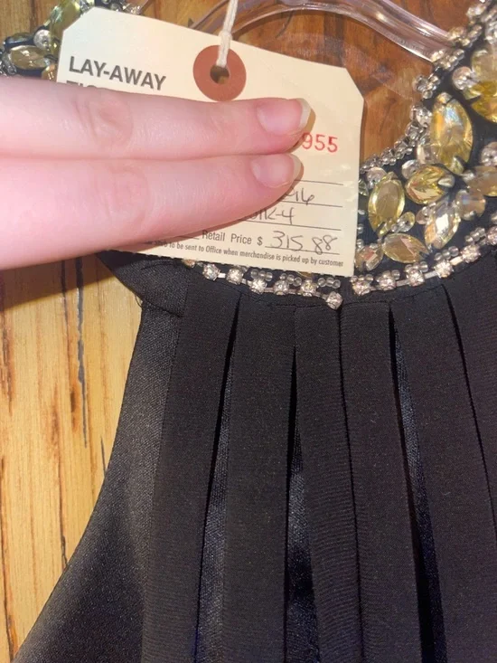 Alyce Paris Black Beaded Two Piece Prom Gown Open Back Halter 4 Rare Formal - Picture 8 of 11